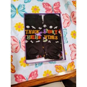 Happypop Halloween Gift Series Socks Set Thick Thighs Spooky Vibes Black Boxed